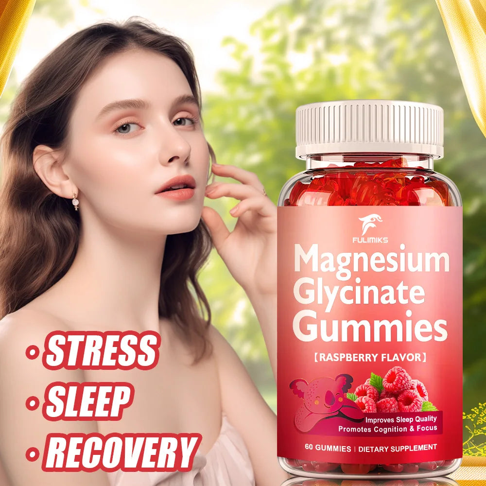 Magnesium Glycinate 500mg Gummies Supplement for Sleep, Bone Health & Mood To Help Adults Relax - 60 Gummies