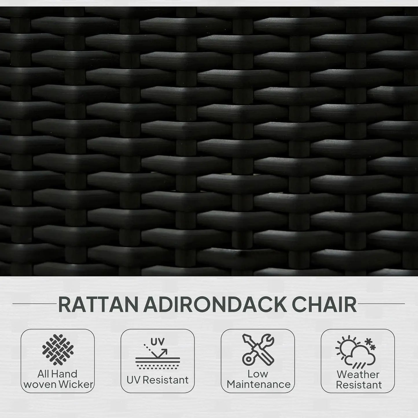 Patio Wicker Adirondack Chair Outdoor All Weather Rattan Fire Pit Chair with Soft Cushions Tall Curved Backrest and Comfortable Armrests for Deck or Garden Deep Brown Cream White