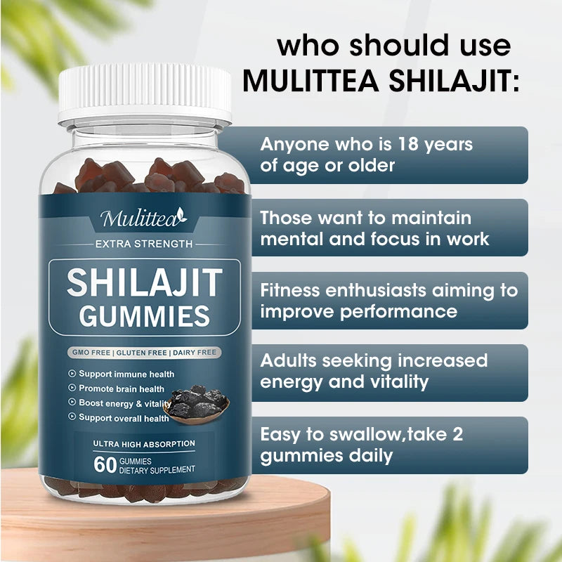 Mulittea Shilajit Gummies Trace Minerals Fulvic Acid