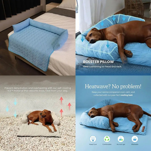 Chill Relief Dog Cooling Mattress Pad Durable Washable Bed For Dogs