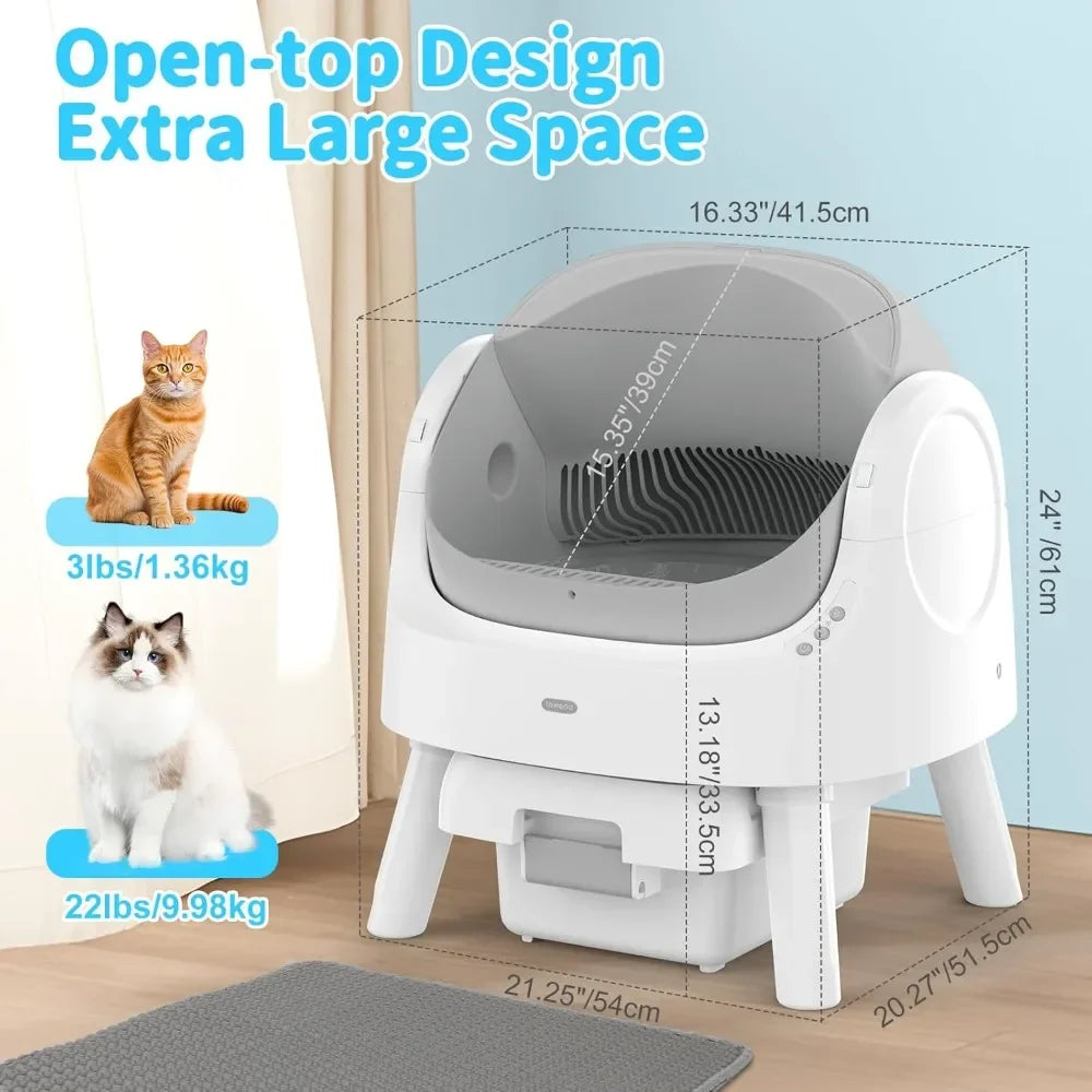 Self Cleaning Automatic Cat Litter Box For Multi Cats With Open Top