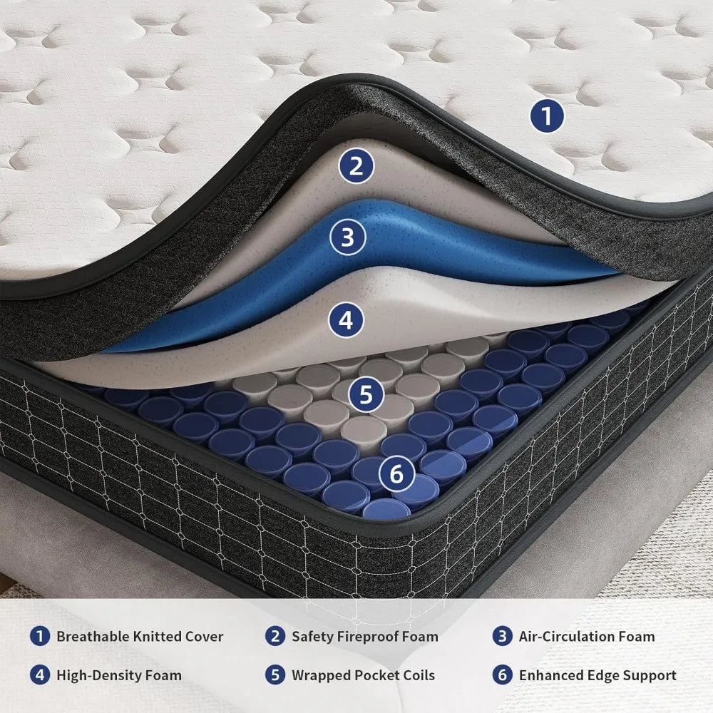 12 Inch Hybrid Mattress In A Box Pocket Coil Support