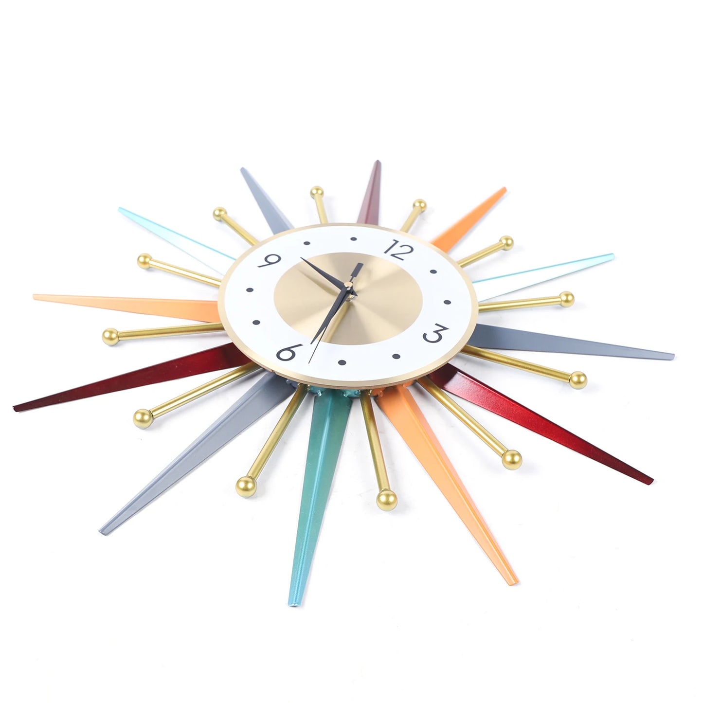 Wall Clock 22 Inch, Mid Century Wall Clock Starburst Clock Modern Decor Silent Non-Ticking Big Wall Clocks for Living Room