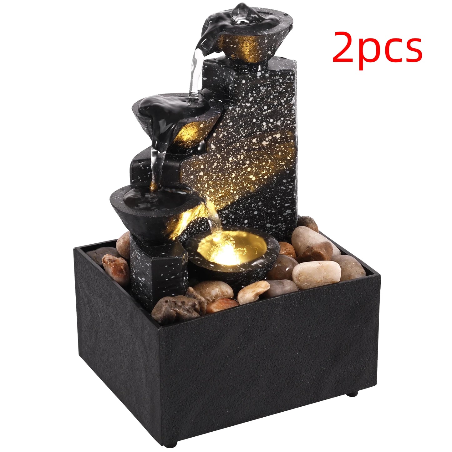 Art Waterfall Desktop Fountain Three Layer Asian Style Ornament