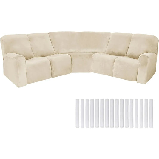 L Shaped Sectional Sofa Cover Velvet Stretch Slipcover