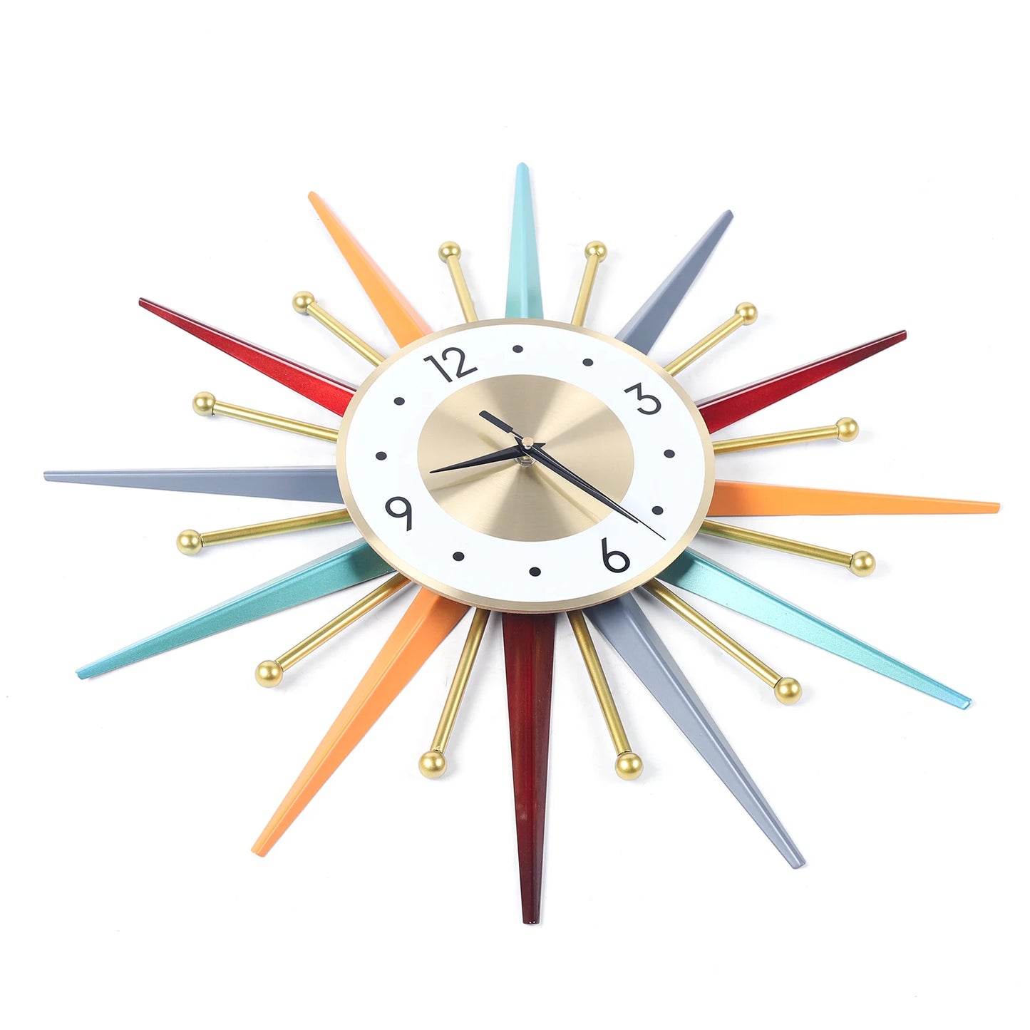 Wall Clock 22 Inch, Mid Century Wall Clock Starburst Clock Modern Decor Silent Non-Ticking Big Wall Clocks for Living Room