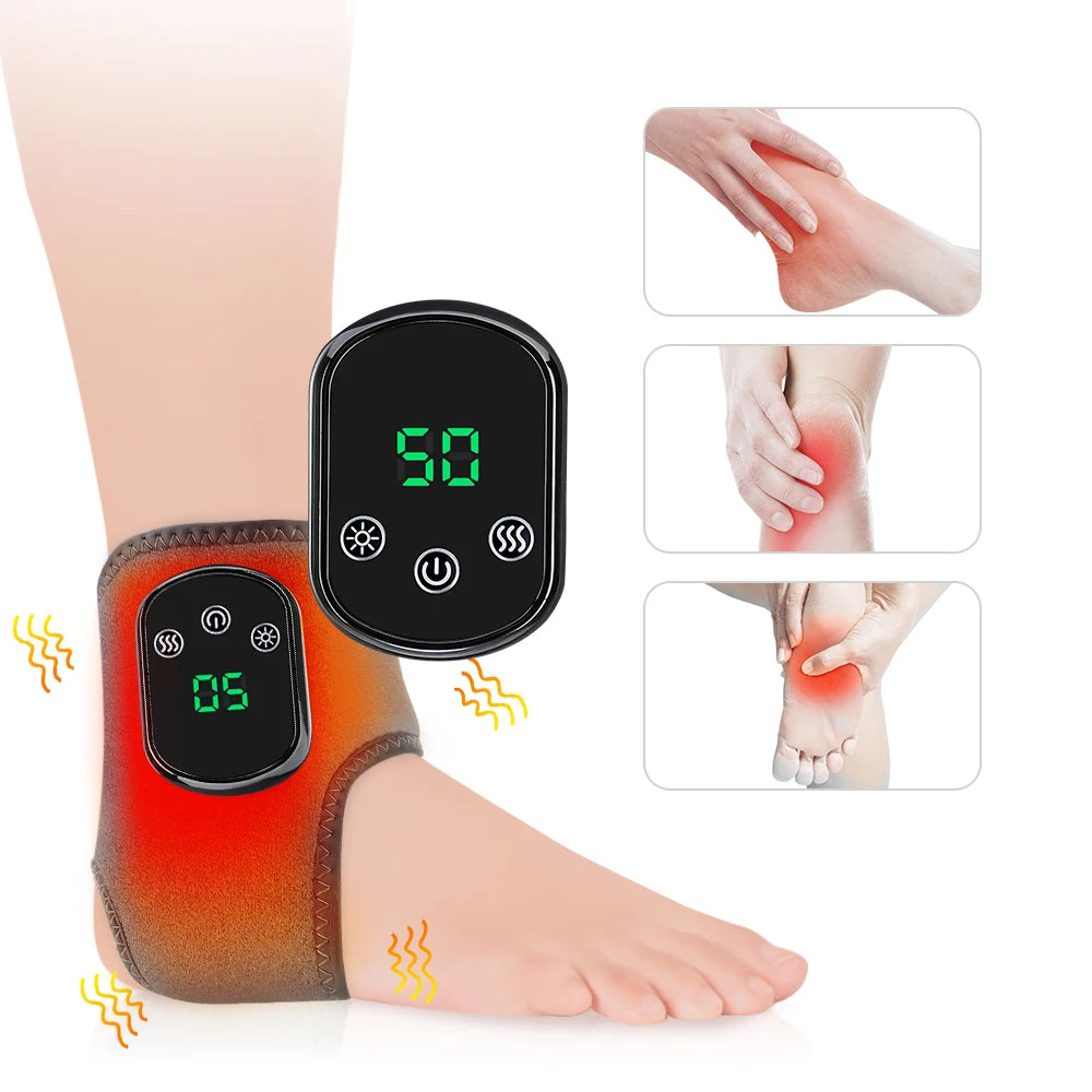 Electric Foot Heat Massager with Hot Compress and Vibration for Ankle Joint Protection