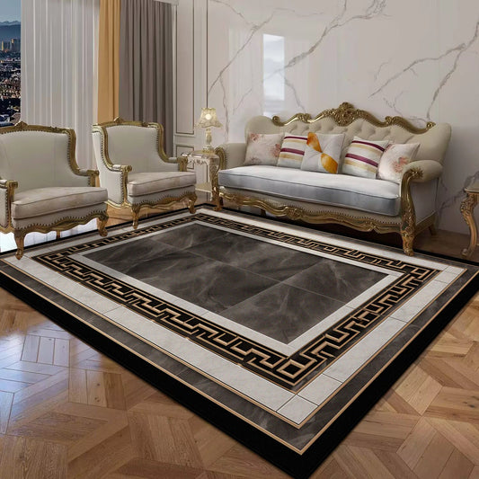 Black Gold Marble Luxury Carpet for Living Room Sofa Table Large Area Rug Anti Slip Doormat