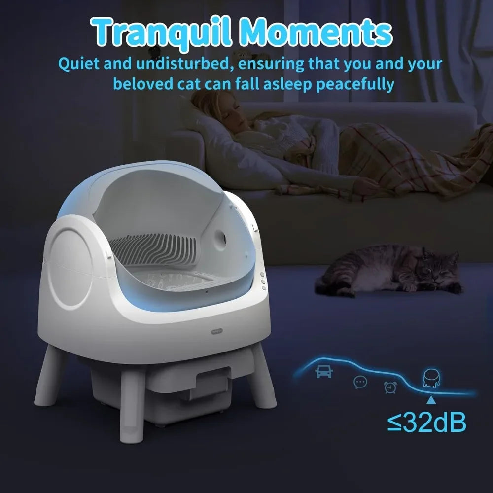 Self Cleaning Automatic Cat Litter Box For Multi Cats With Open Top