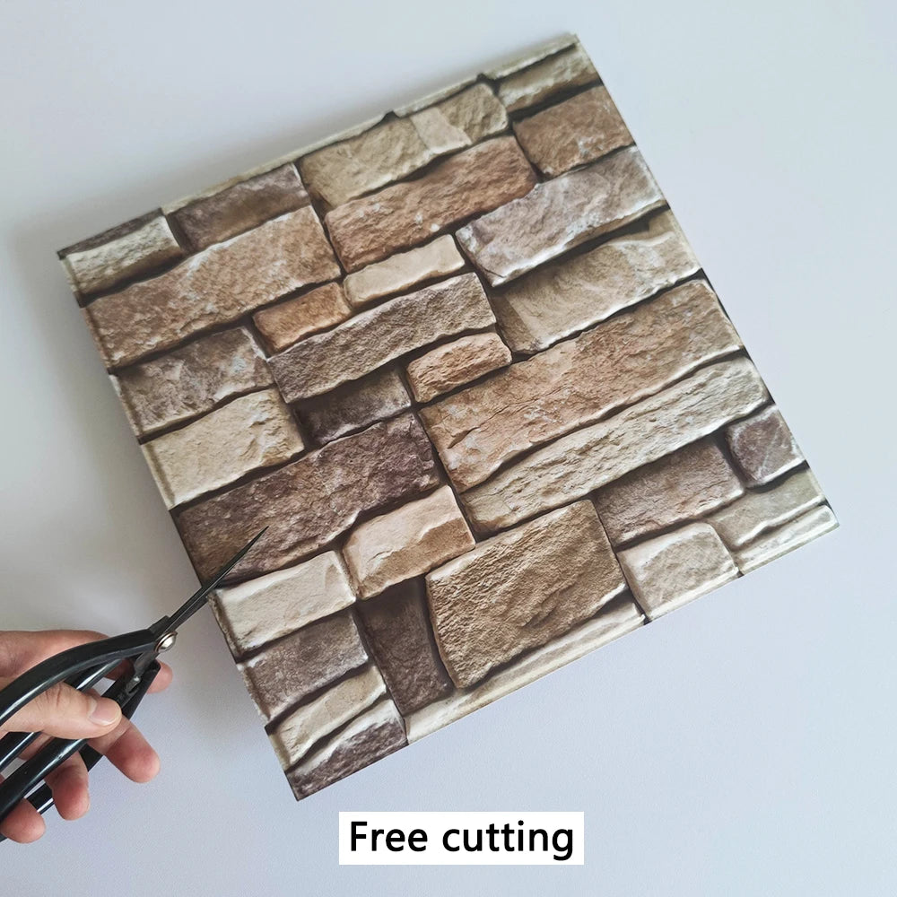 20 Pack Stone Pattern Vinyl Wall Stickers Square 11.81 Inch Fireplace Decor