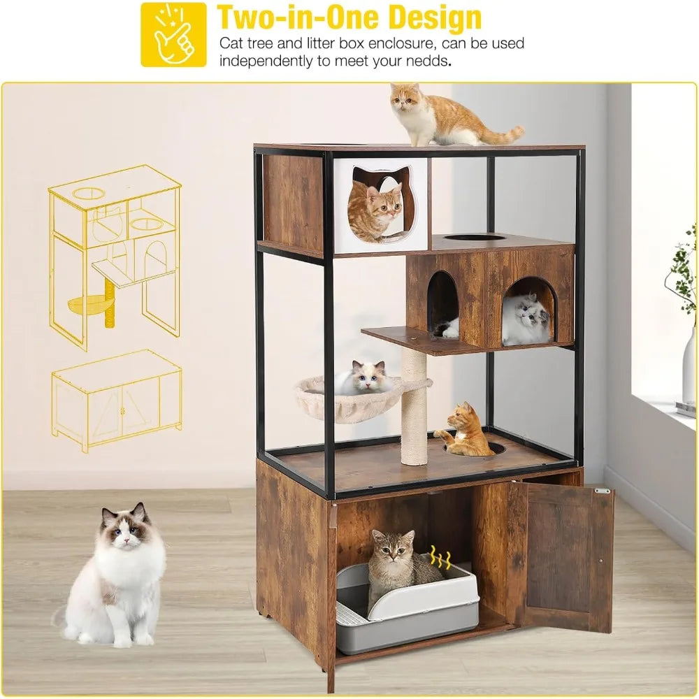 Wooden Cat Washroom Furniture Enclosure Hidden Litter Box