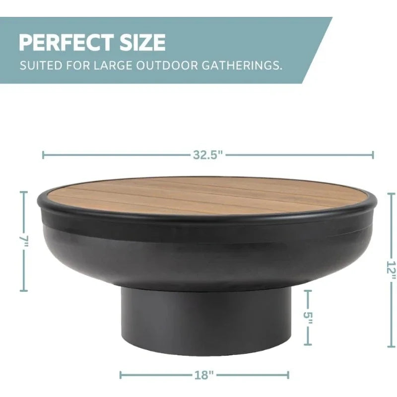Cast Iron Round Fire Pit Table with Fire Pit Grill 32 Inch Heavy Duty Fire Bowl Deep Outdoor Firepit Wood Burning Firepits for Patio and Backyard