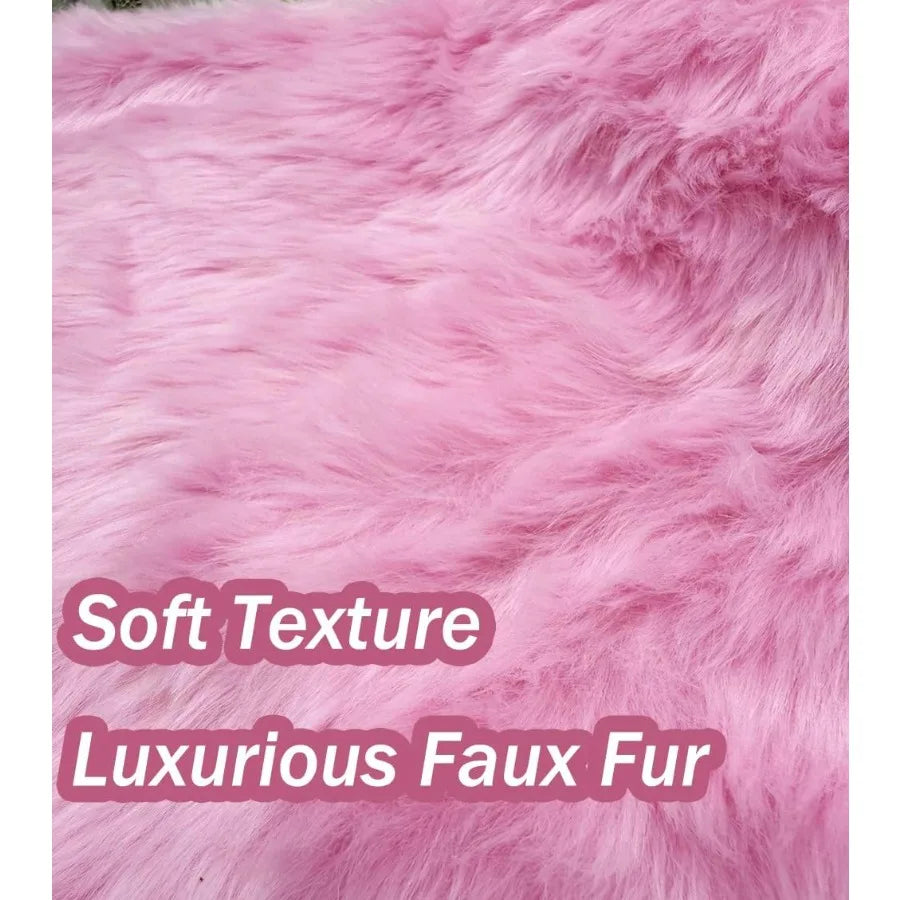 48 Inch Pink Faux Fur Christmas Tree Skirt Plush For Holiday Decor
