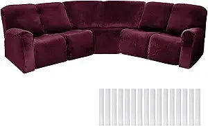 L Shaped Sectional Sofa Cover Velvet Stretch Slipcover
