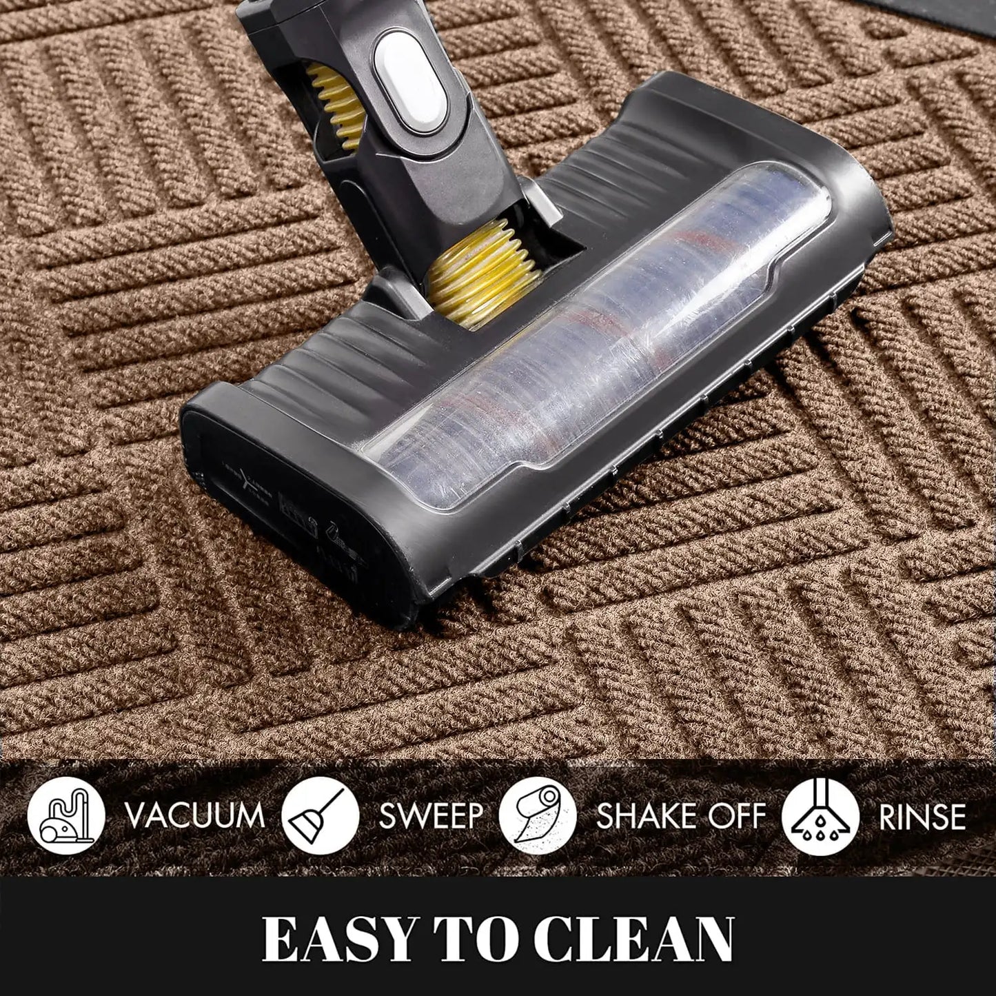 Front Door Mat Indoor and Outdoor Welcome Rubber Backing Easy Clean Heavy Duty Entryway Doormat 4x6 Brown