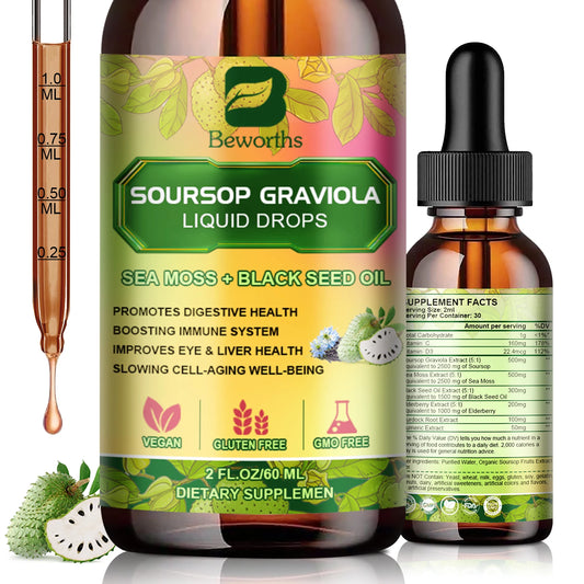 Beworths 60ml Soursop Graviola Extract Drops Support Immunity Kidney Health Detox Antioxidation Gluten Free