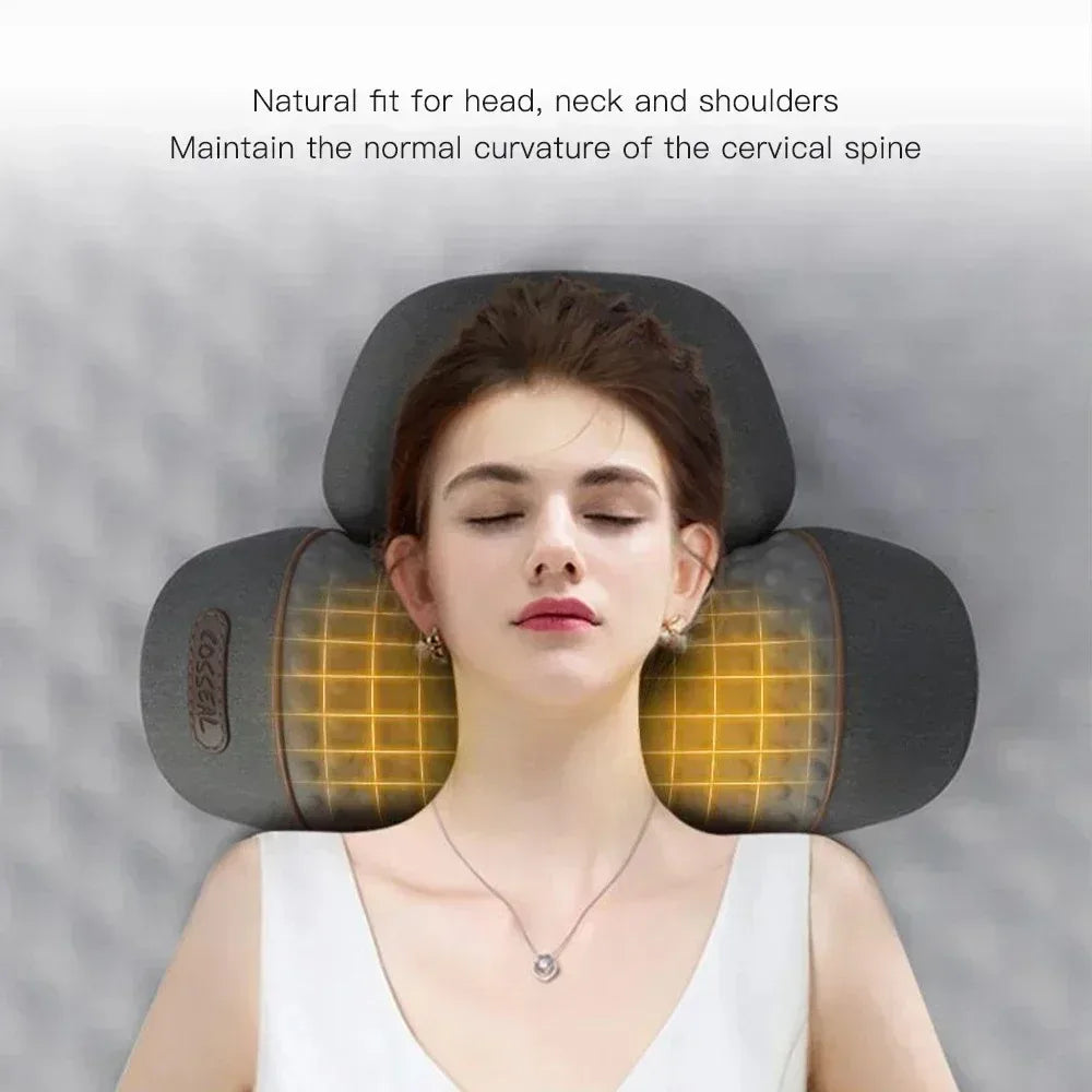 Okayso Electric Neck Massager Cervical Pillow with Hot Compress and Vibration for Neck and Shoulder Relief