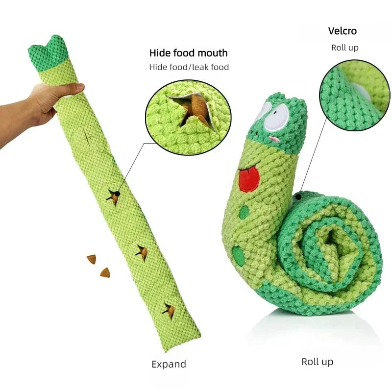 Indestructible Plush Snail Dog Puzzle Toy With Squeak
