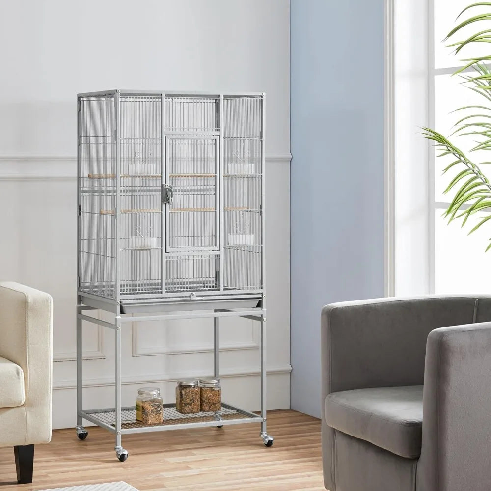 Metal Large Bird Cage With Stand For Parrot Parakeet And Cockatiel
