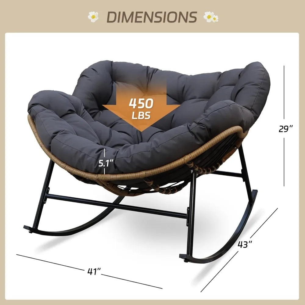 Rocking Egg Chair 2 Piece Outdoor Papasan Brown Wicker
