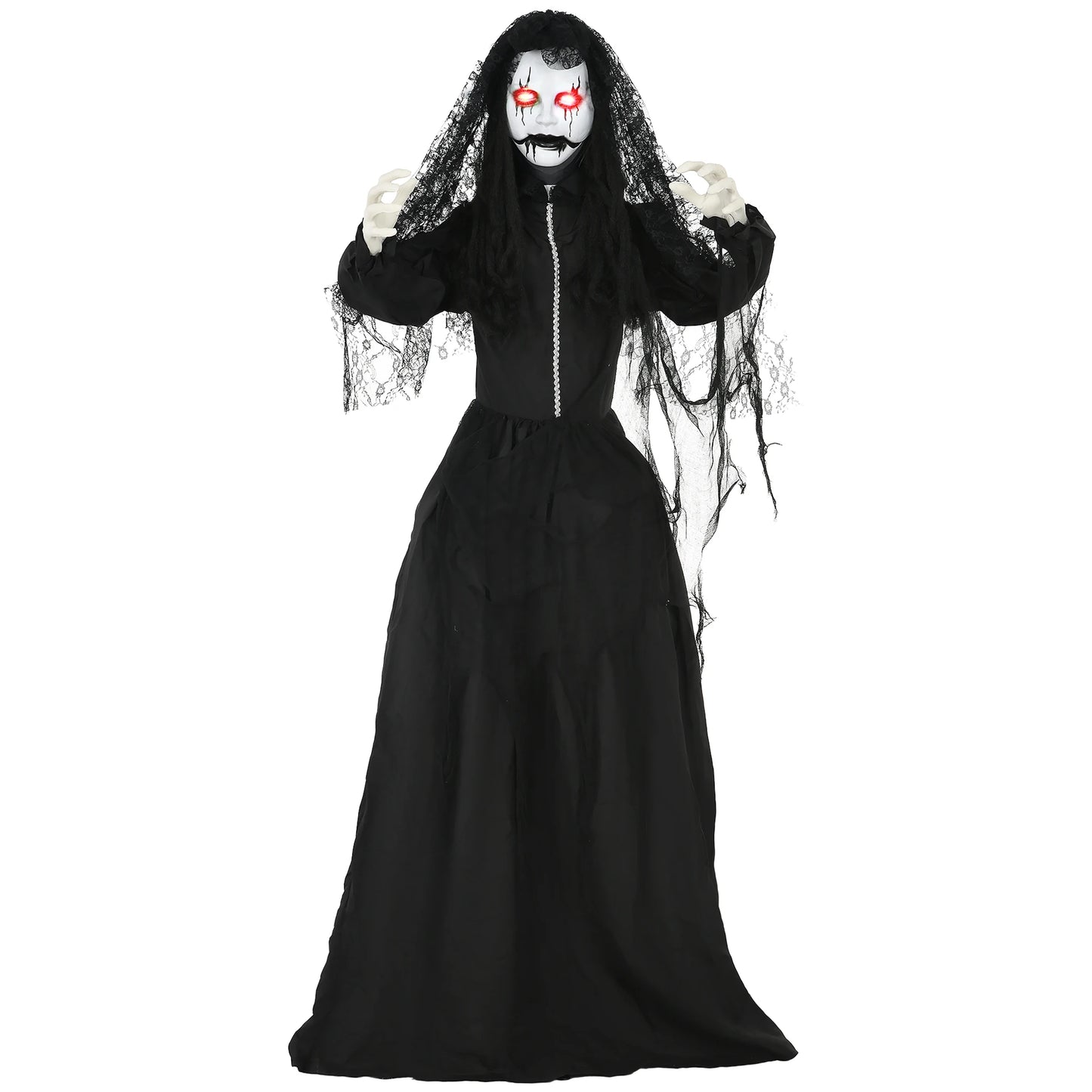 Homcom Halloween Zombie Bride Animatronic Light Up Eyes