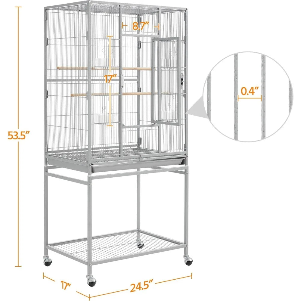 Metal Large Bird Cage With Stand For Parrot Parakeet And Cockatiel