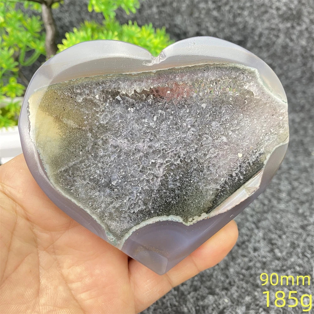 Natural Blue Agate Geode Heart Shaped Agate Reiki Healing Spiritual Meditation Home Decor Birthday Gift