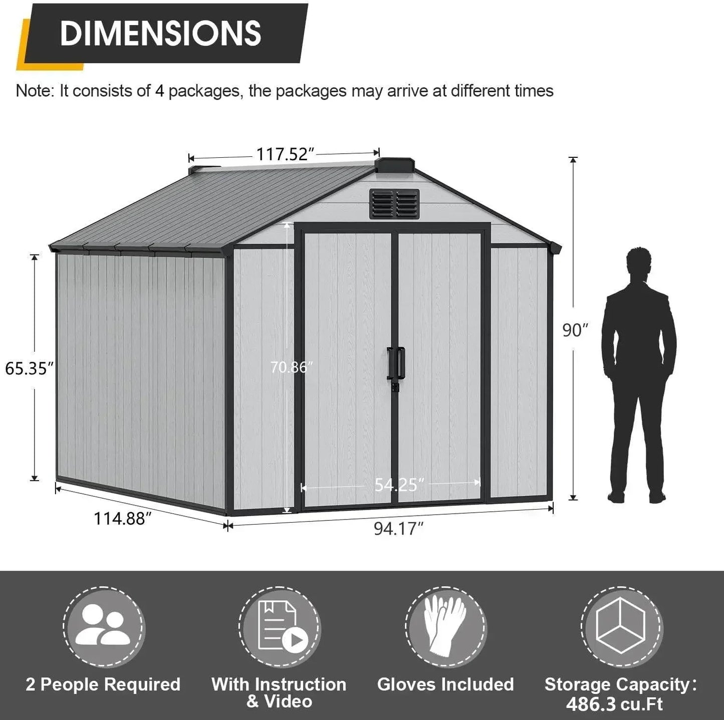 Resin Outdoor Storage Shed 8x10 Ft All Weather With Floor