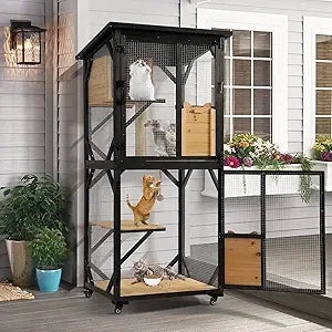 Catio Outdoor Cat Enclosure With Scratcher 4 Tier Wood House