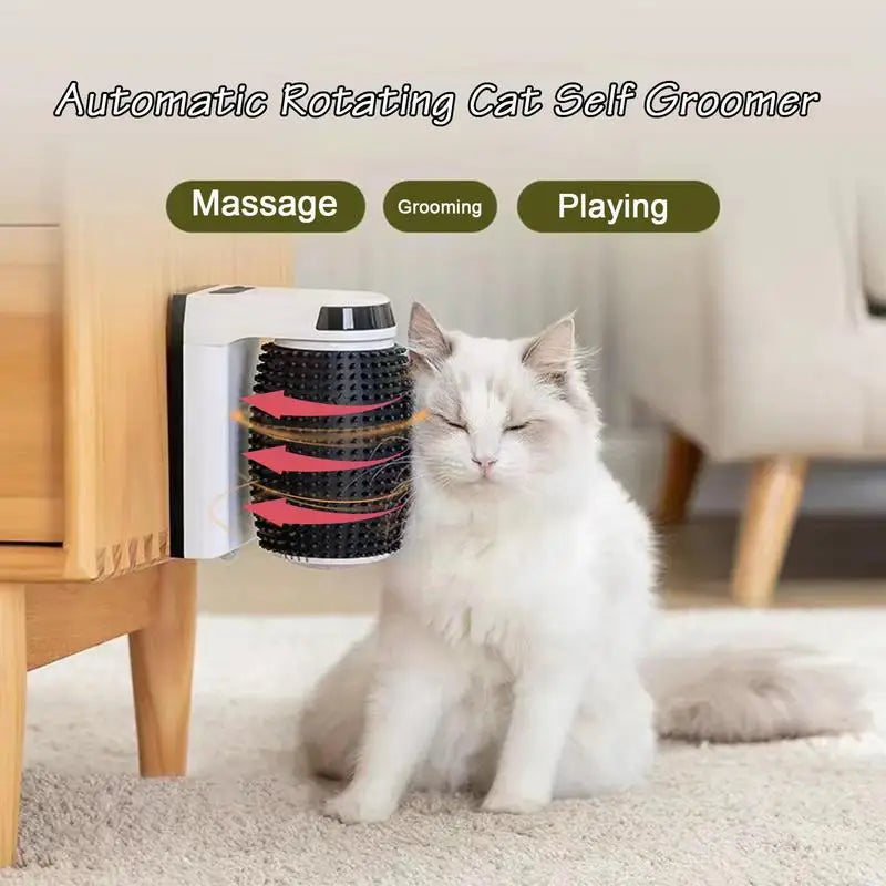 New Cat Self Groomer With Catnip Automatic Rotating Cat Massager Wall Corner Groomers Smart Self Cleaning Cat Brush