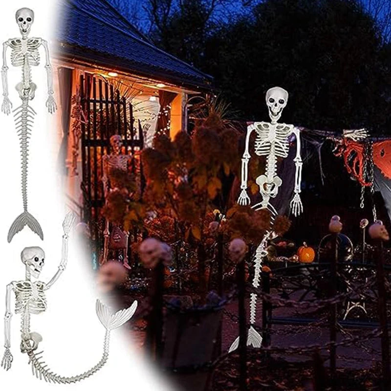 Mermaid Skeleton Halloween Decoration Life Size White