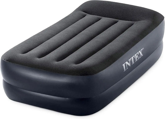 Raised Airbed Mattress with Built-in Pump Dura-Beam Plus Pillow Twin Portable Inflatable Luxury Blow-Up Bed for Adults Camping