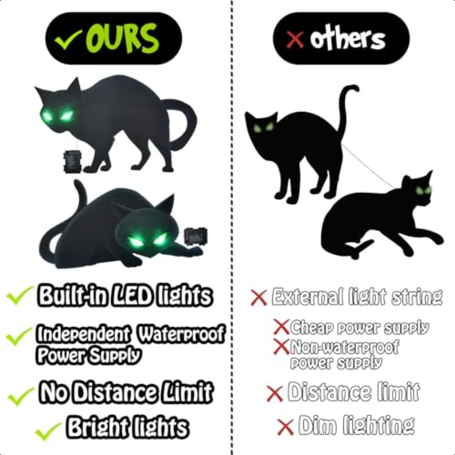 Lighted Black Cat Yard Signs 4 Pack Halloween Decor Led