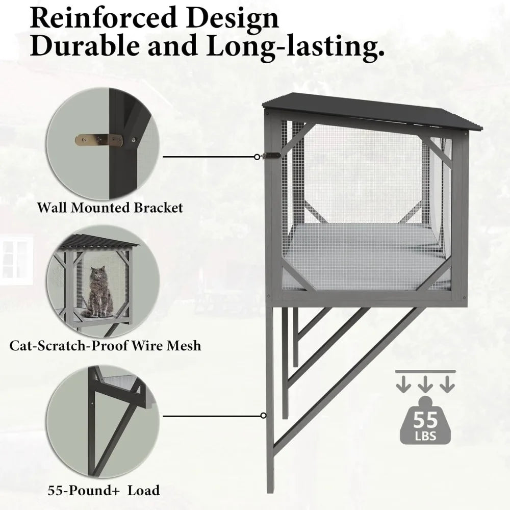 Cat Window Box Catio Outdoor Enclosure with Window Perch