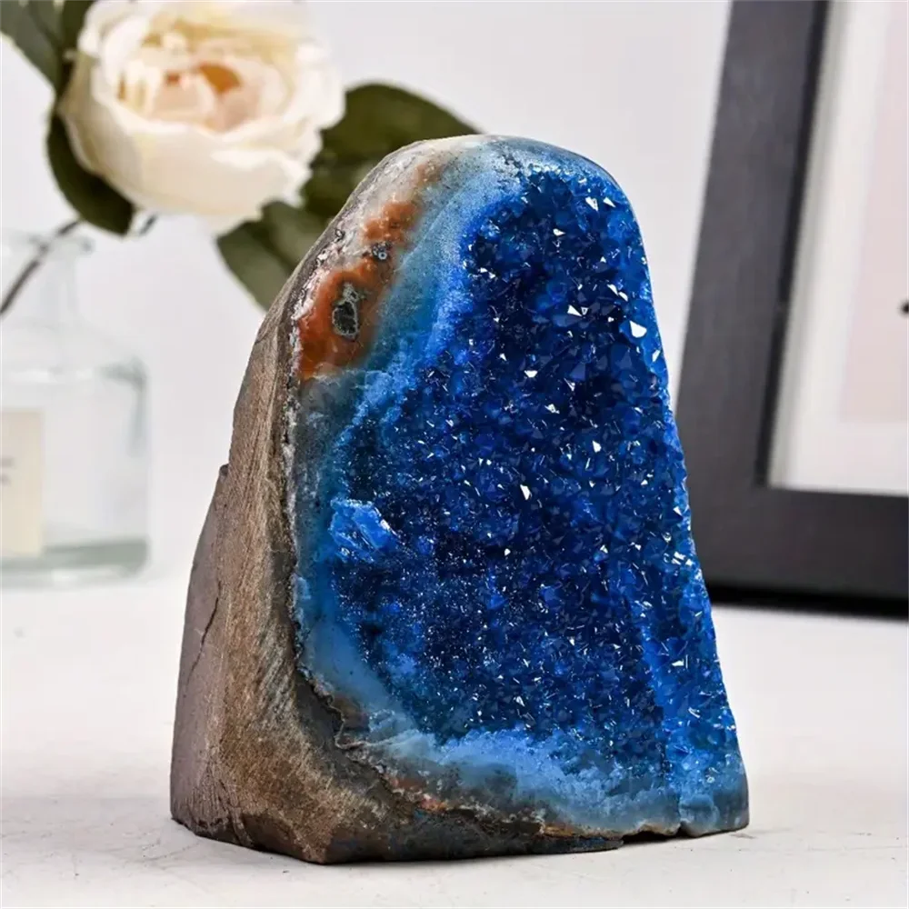 CrystalHola Premium Blue Quartz Cluster With Display Base
