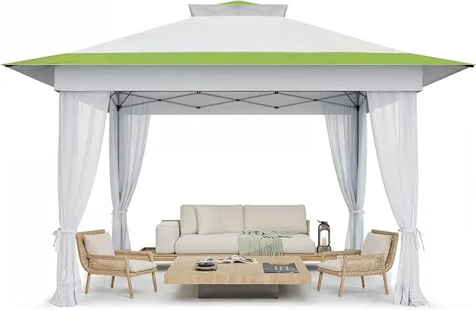 Amada 13x13 Pop Up Gazebo Outdoor Canopy Tent with Mosquito Netting for Backyard and Patio Furniture