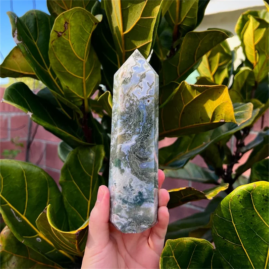 Water Grass Agate Quartz Point Obelisk Tower For Home Decor