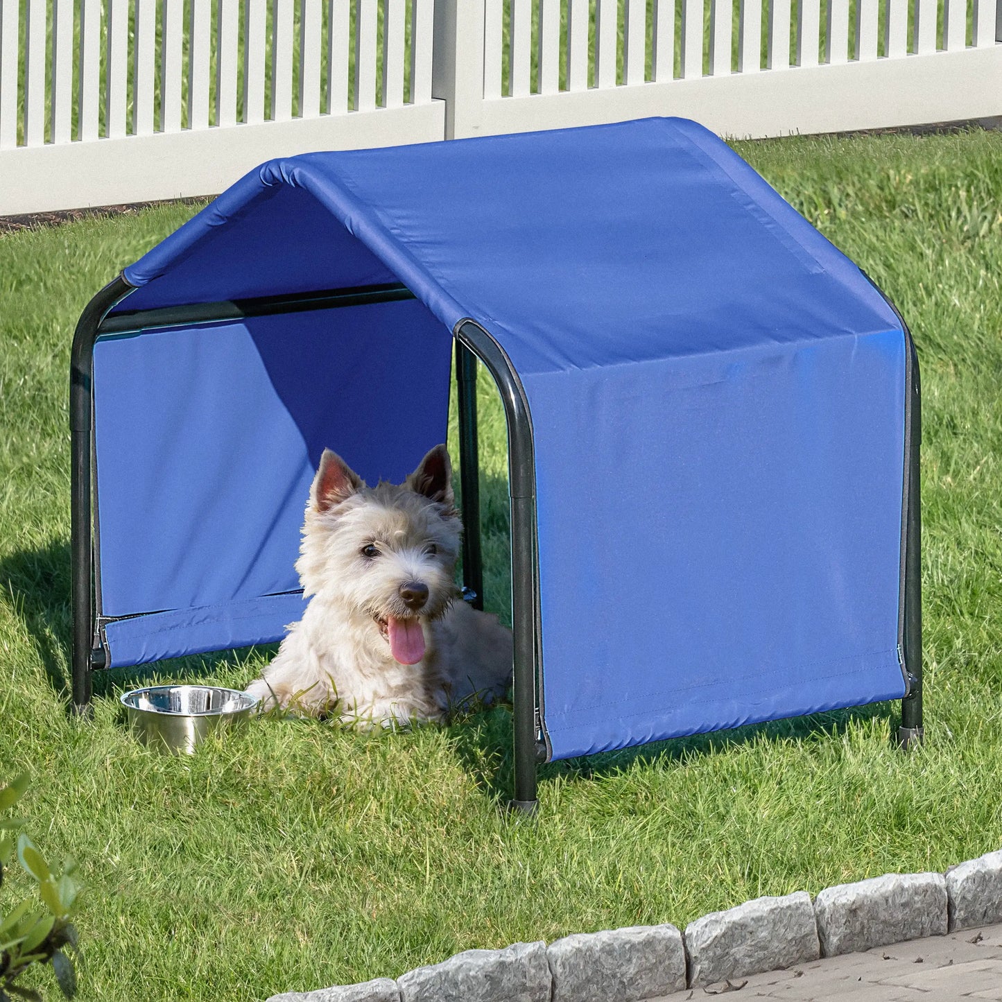 Pet Shelter Shade Tent 2.5 x 2 x 2.5 ft for Dogs Cats Animals Blue Small