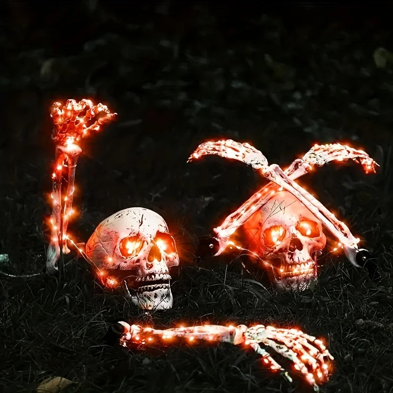 Halloween Light Up Skeleton Set Skull And Arms Party Cosplay