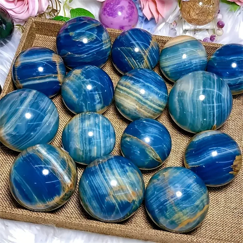 1pc Stunning Natural Blue Onyx Sphere Blue Lace Onyx Ball for Home and Office Decor Unique High End Gift