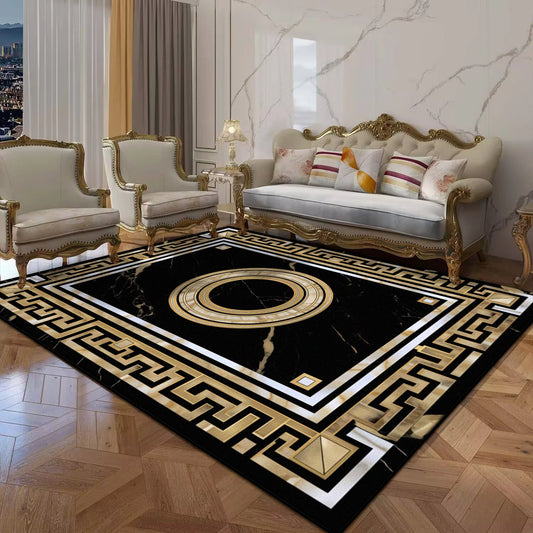 Black Gold Marble Luxury Carpet for Living Room Sofa Table Large Area Rugs Balcony Anti Slip Doormat