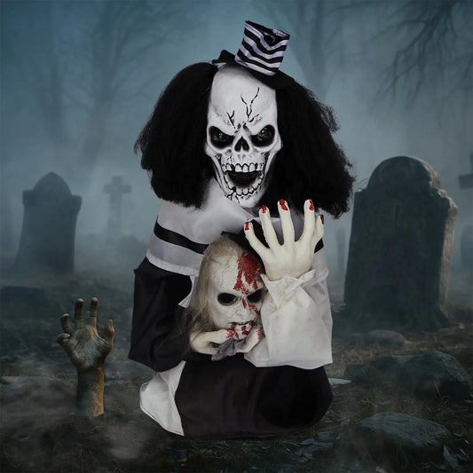 Horror Halloween Decor 1.8ft Scary Clown Creepy Sound Prop