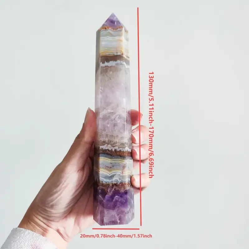 1PC Stunning Rare Amethyst Lace Agate Crystal Tower Reiki Healing Natural Stone Meditation Focus Spiritual Gift