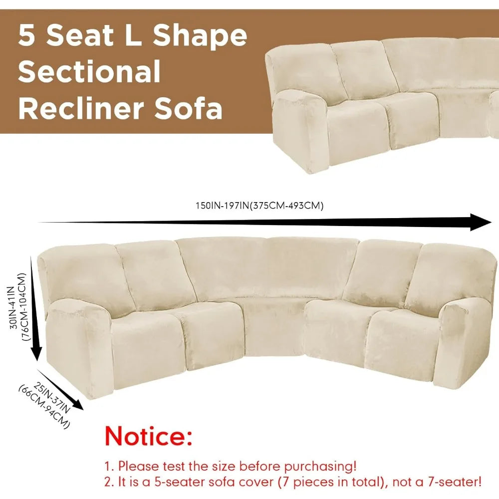 L Shaped Sectional Sofa Cover Velvet Stretch Slipcover