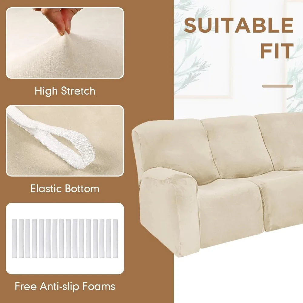 L Shaped Sectional Sofa Cover Velvet Stretch Slipcover