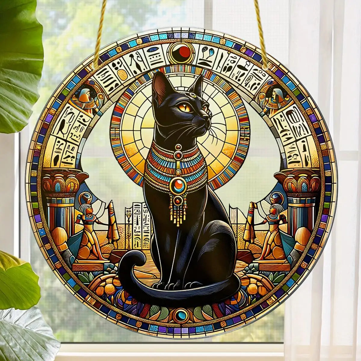 Egyptian Bastet Cat Suncatcher Acrylic Wall Hanging Home Decor