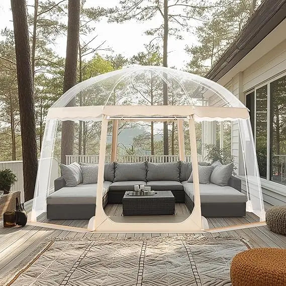 Upgraded Pop Up Bubble Tent for 8 to 10 People - Simple Assembly Required - 12 by 11.1 Feet Outdoor Clear Bubble Dome - Weatherproof Camping Tent