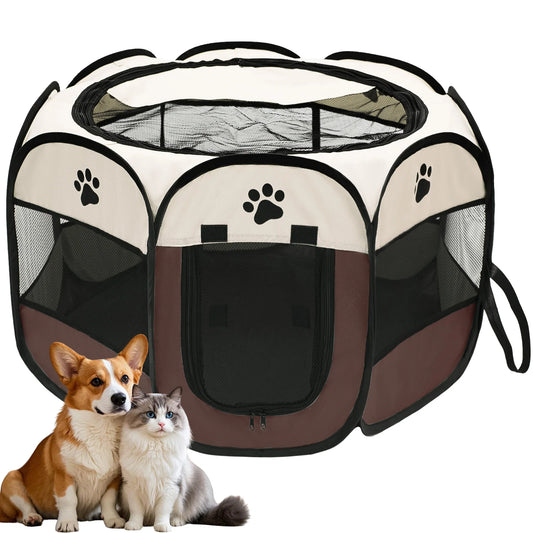 Foldable Pet Playpen for Dogs and Cats Durable Oxford Cloth with Removable Zipper Portable Octagonal Design for Indoor and Outdoor Use