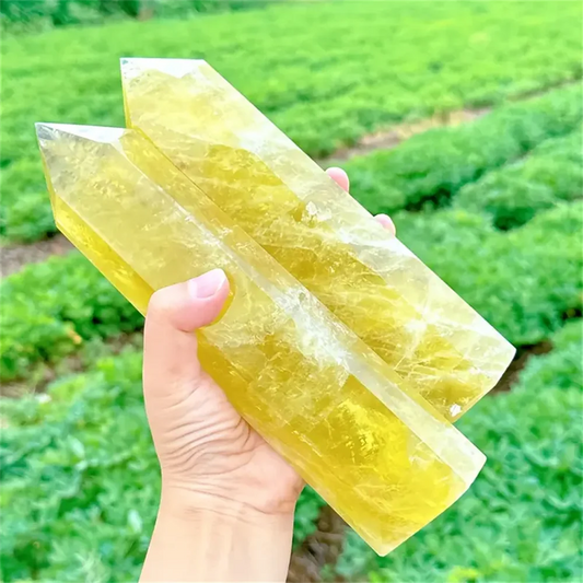 1pc Natural Crystal Yellow Quartz Column Yellow Quartz Rod Beautiful Home Decoration Pyramid