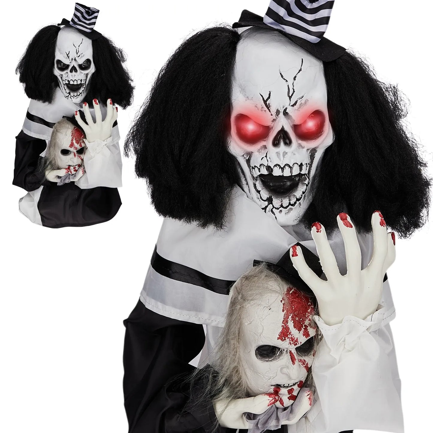 Horror Halloween Decor 1.8ft Scary Clown Creepy Sound Prop